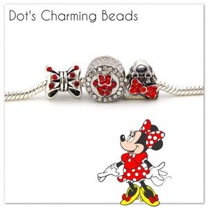 Red Minnie Mouse Hair Bow, Purse Disney Charms
